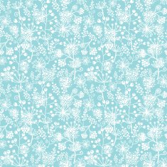 Blue and white lace garden plants seamless pattern background