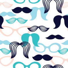 Pattern with mustache and glasses