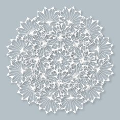 abstract white floral pattern with gray background