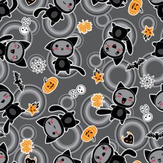 Kawaii background of Halloween-related objects and creatures N2