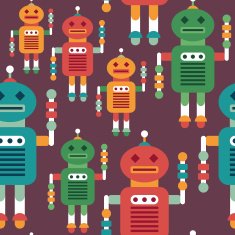 Colorful seamless pattern with intelligent robots