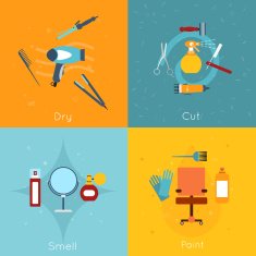 Hairdresser icon set flat N2
