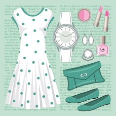 Fashion set in pastel tones with a dress N2