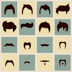 Collection of hipster retro hair styles and mustaches vector illustration N4