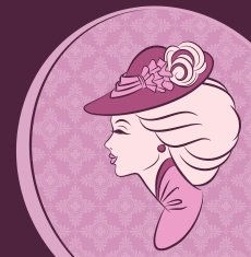 Vintage fashion girl in hat Vector N13