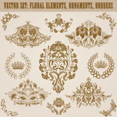 Set of vector damask ornaments N34