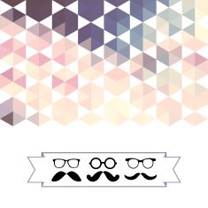 mustache with glasses and hexagons triangles