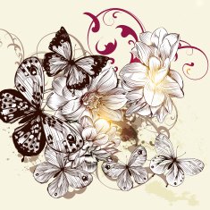 Beautiful vector pattern with butterflies