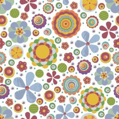 Seamless fantasy flower plant vector pattern cheer up background N17
