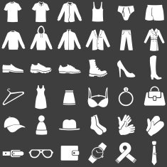 Vector Set of White Clothes Icons