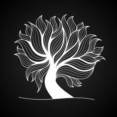 Doodle tree black and white color