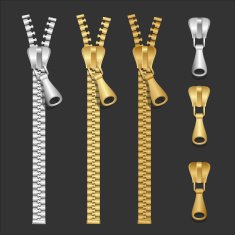 Vector realistic zippers type set