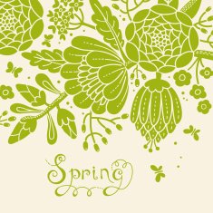 Vintage card with a blossoming branch N10