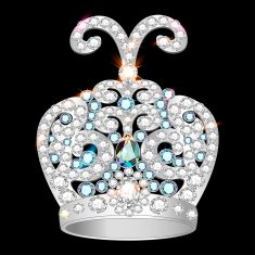 crown of silver platinum and precious stones