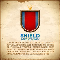 Aged card with shield label and crown N2