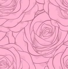 beautiful seamless pattern pink roses with contours