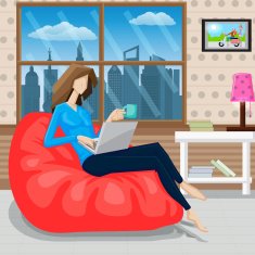Woman working on Laptop with mug of Coffee N2