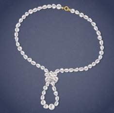 Freshwater Pearls Necklace with a loop on dark background