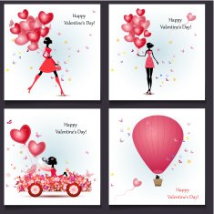 Set of romantic greeting cards Happy Valentine's Day N4