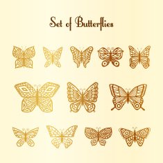 Set of vector silhouette butterflies N3
