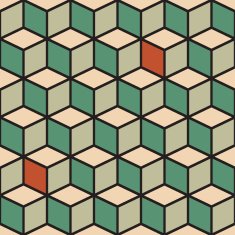 Seamless pattern with cubes in retro color