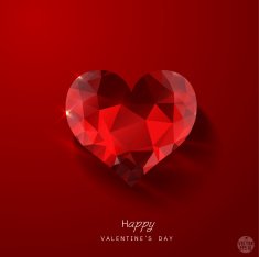 Valentine with red heart diamond on background vector illustration