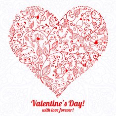 Vector Valentine's day lacy paper heart greeting card N37