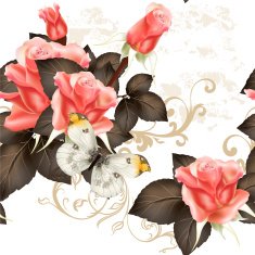 Elegant grunge seamless wallpaper pattern with roses N2