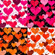 Set hearts pink seamless Backgrounds Vector