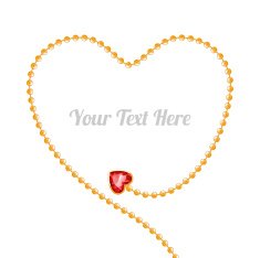 Golden bead chain with gemstone shaped in heart form