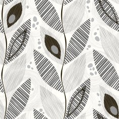 Monochrome seamless pattern of abstract leaves N12
