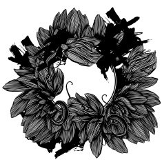 monochrome vector frame from graphic flowers N4