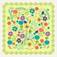 Romantic background of various flowers in retro style N5