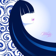Stylish portrait of a winter girl with long hair N3