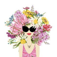 Female portrait with floral hairstyle for your design N14