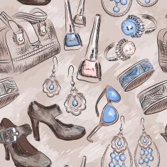vector seamless pattern with woman accessories
