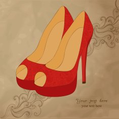 High-heeled vintage shoes with flowers fabric N5