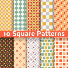 Different square vector seamless patterns (tiling)