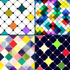 Set of four retro vector seamless pattern Geometric backgrounds