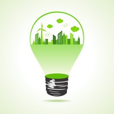 Eco cityscape in bulb