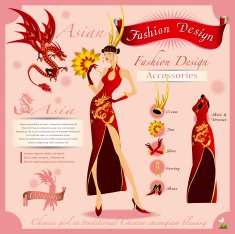 Fashion Design The golden girl with the red dragon
