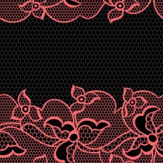 Lace fabric seamless border with abstract flowers N4