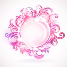 Abstract round frame with pink swirls Vector background
