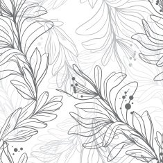 seamless vector vintage monochrome pattern of abstract flowers