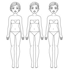 Three girls from different ethnic groups in underwear