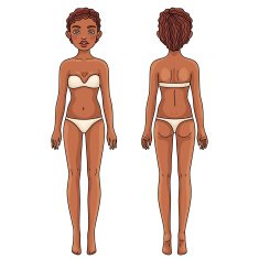 Female body front and back African american girl