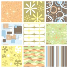 Set of nine funky retro seamless patterns