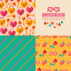 Seamless patterns of Valentine symbols and label I Love You N2