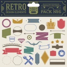 Retro design elements hipster style infographic color set 6