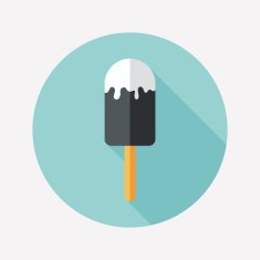 Ice lolly flat round icon with long shadows